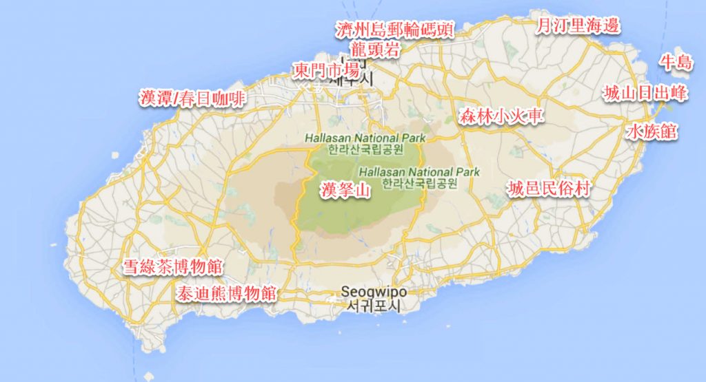 郵輪濟州島一日遊 - 濟州島地圖